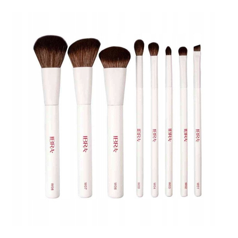 Set di pennelli per trucco, 8 pezzi Ibra White Brush Set