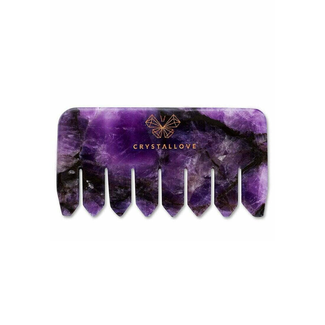 Crystallove Peigne en améthyste pour cuir chevelu — Peigne de massage