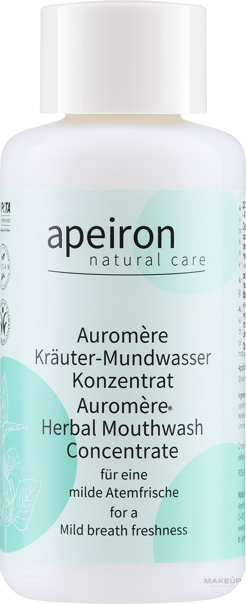 Collutorio concentrato a base di erbe Apeiron Auromere Herbal Mouthwash Concentrate 100 ml