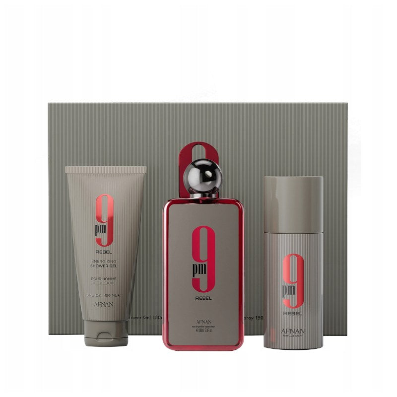 Afnan Perfumes 9 PM Rebel Set (edp/100ml + deo/150ml + doccia/gel/150ml)