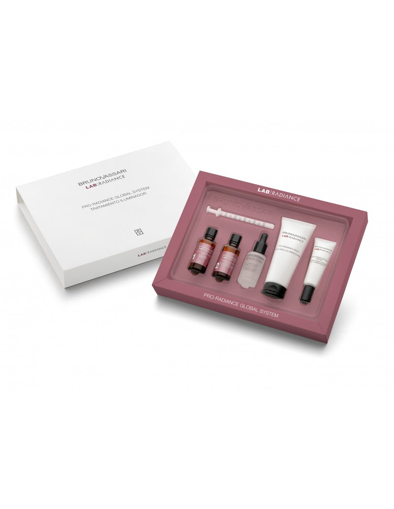 Pro-Radiance Global System Set Bruno Vassari: Lab Radiance Illuminating Face Cream 100 ml + Lab Radiance Maschera in Face Cream 30 ml + Exfoliating Cleanser 30 ml + Illuminating Face Concentrate 30 ml