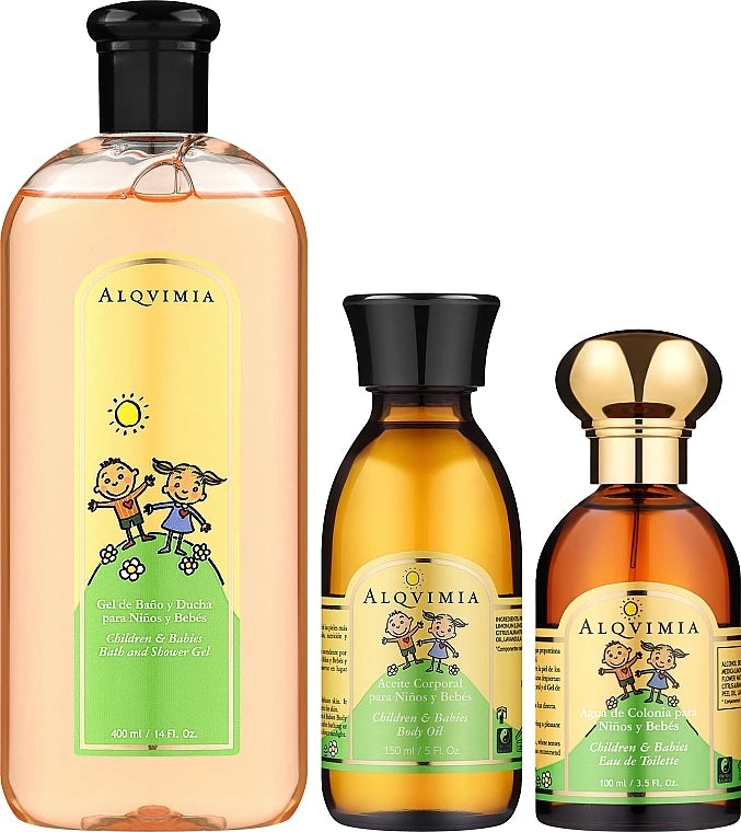 Alqvimia Poitrine du nourrisson et de bébé : gel douche 400 ml + huile corporelle 150 ml + Eau de Cologne 100 ml