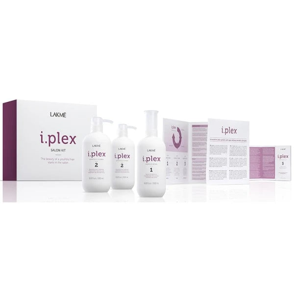 Lakme I.Plex Salon Kit: Premium Bond 500 ml, Keratech I.Power 500 ml, Spender, Pumpe, Anwendungsanleitung, Hair Perfection 3x10 ml