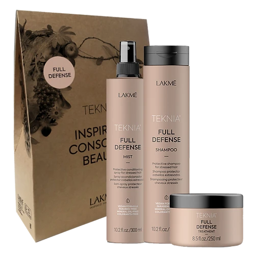 Lakme Teknia Full Defense Einzelhandelspackung: Shampoo 300 ml, Kur 250 ml, Nebel 300 ml