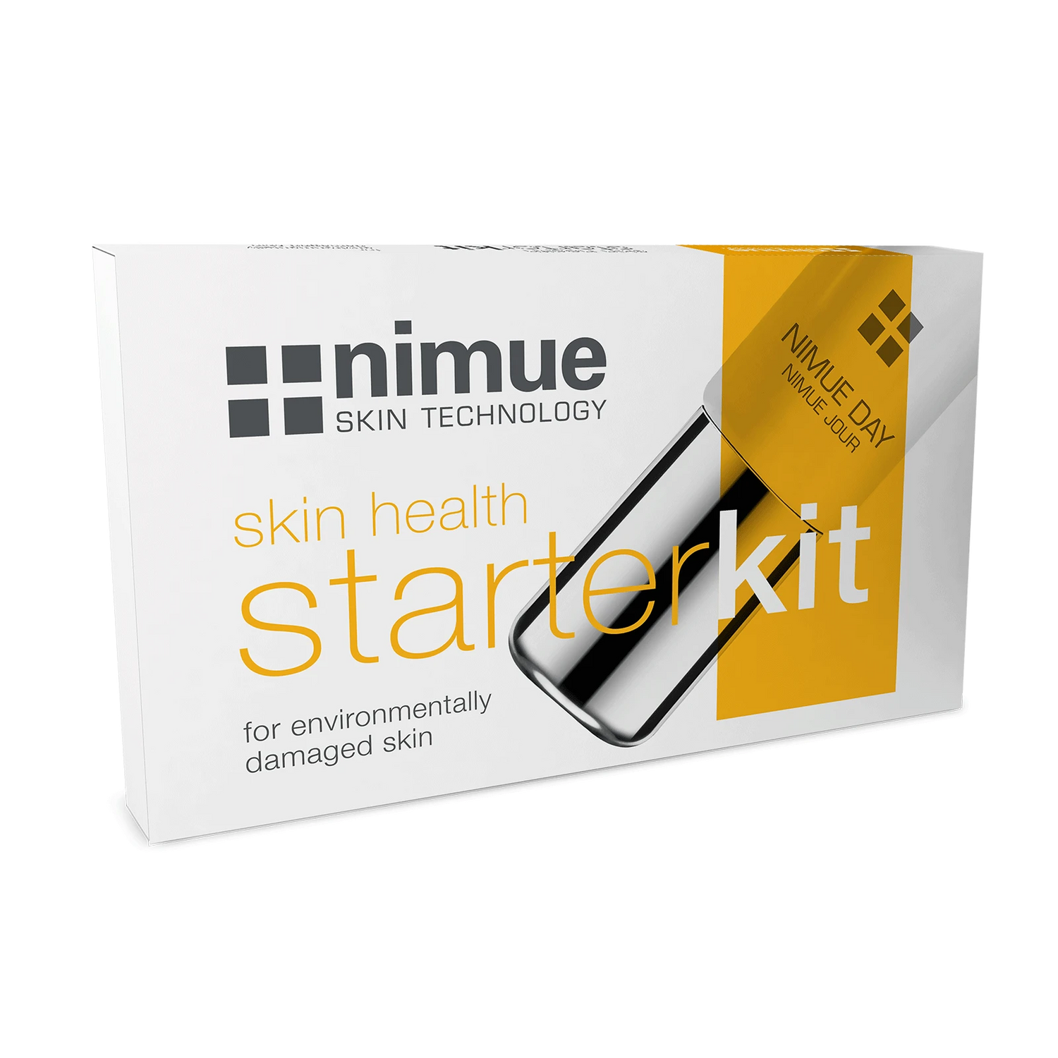 Nimue Starterpaket für umweltgeschädigte Haut: Reinigungsgel 30 ml + Balsam 30 ml + Peeling-Enzym 15 ml + Nimue Tag 15ml + Nimue Nacht 15 ml + Sun-C SPF 40 20 ml