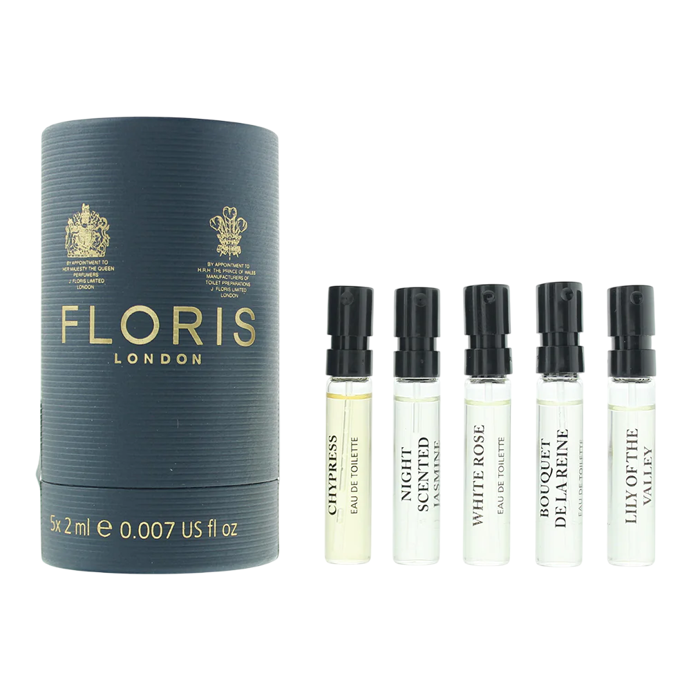 Set Floris Of London: White Rose 2 ml + Night Scented Jasmine 2 ml + Chypress 2 ml + Lily Of The Valley 2 ml + Bouquet De La Reine 2 ml