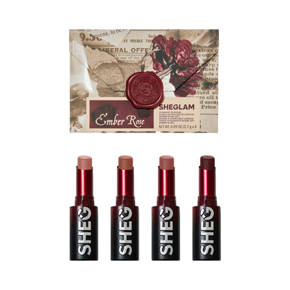 Sheglam Ember Rose Long-Lasting Matte Lipstick Set — set 4 rossetti opachi lunga durata (2,7 g x 4)