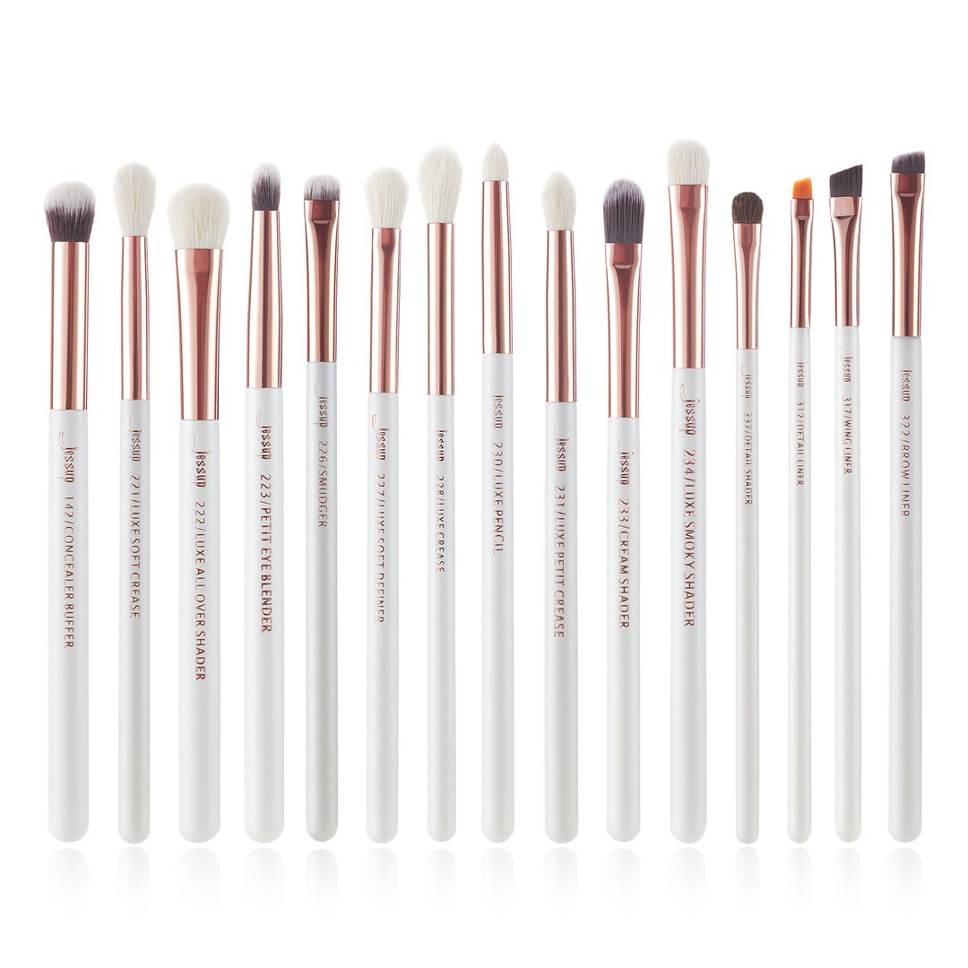 Jessup T217 Set de pinceaux de maquillage 15 pièces pour le visage, les yeux et les lèvres