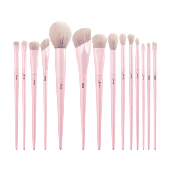 Jessup Crystal Rosa Set de pinceaux de maquillage T495 14 pièces vegan pour le visage et les yeux