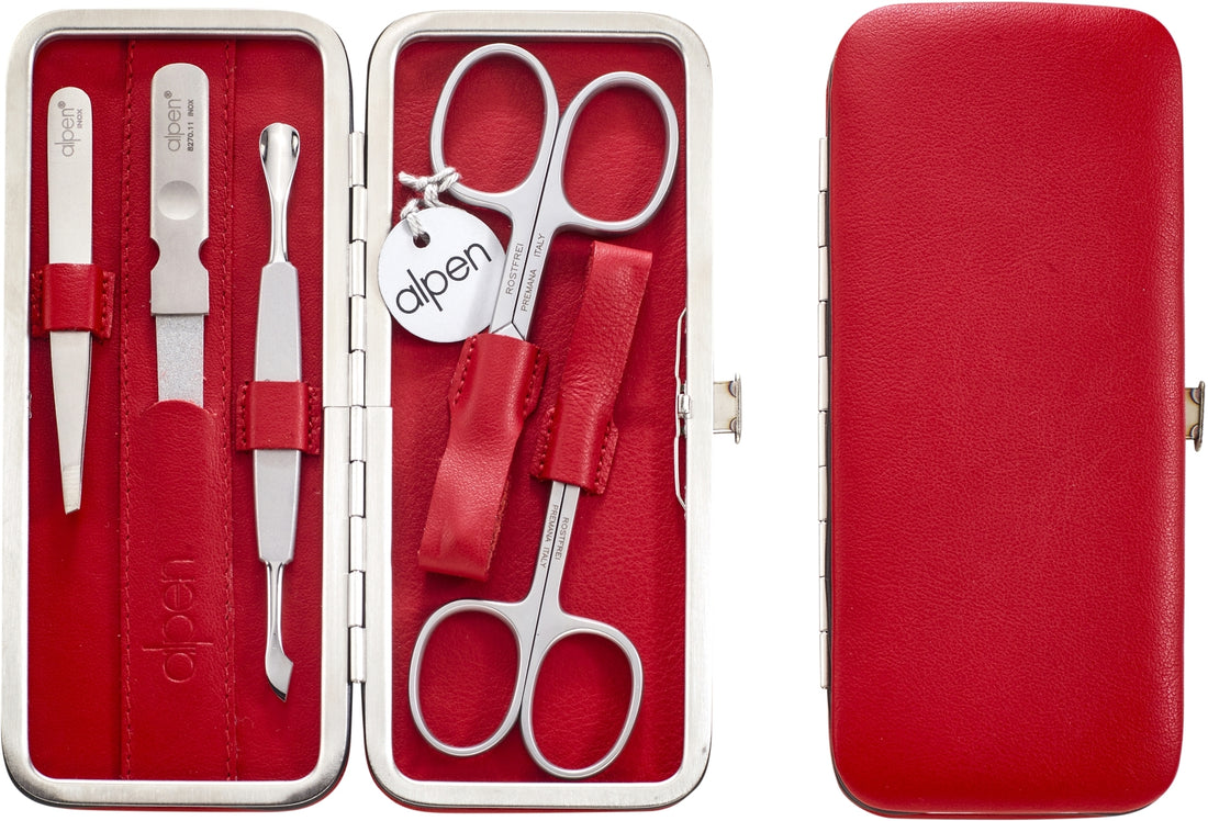 Set per manicure, 5 pezzi, 6862R, rosso Alpen