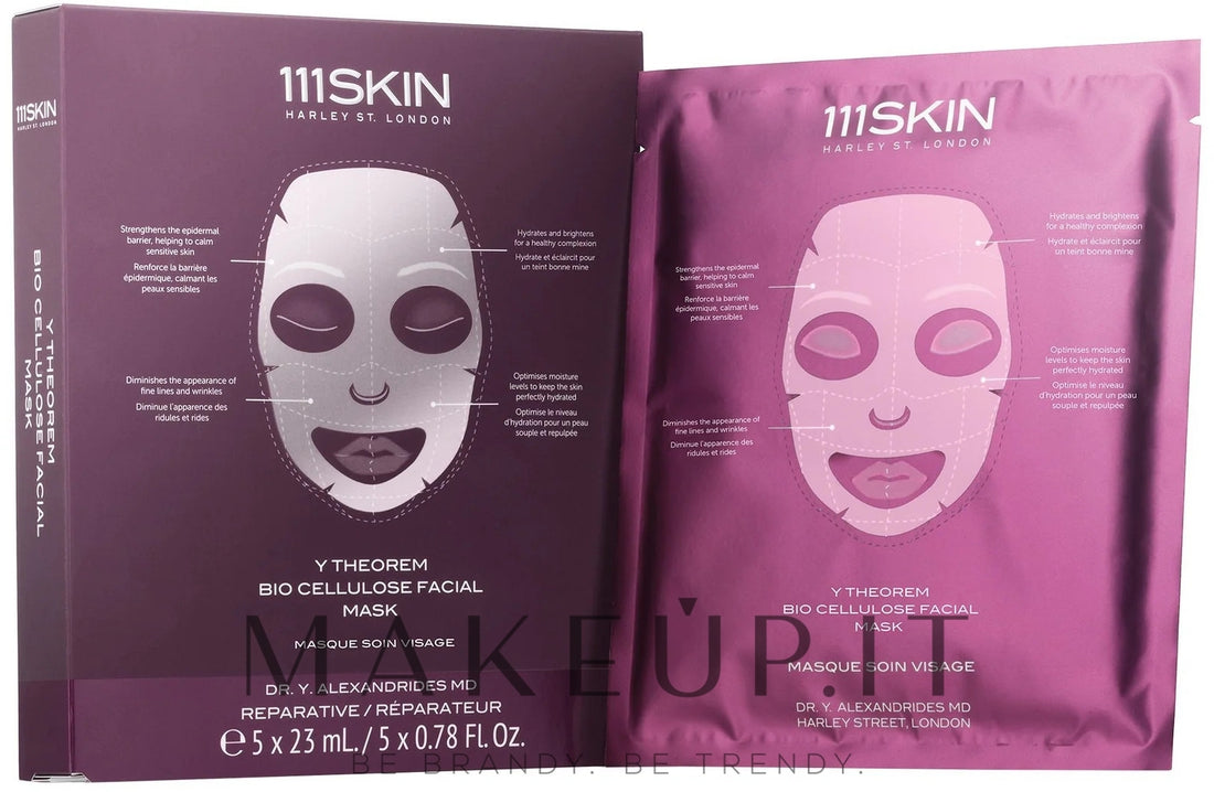 Maschera viso lenitiva e curativa 111SKIN Y Theorem Bio Cellulose Facial Mask Box 5 x 23 ml