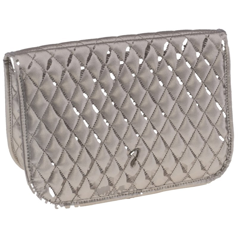 Janeke Chic Big Pouch with Hook — grande beauty case trapuntato con gancio, bronzo, 21,5x27,5x10 cm