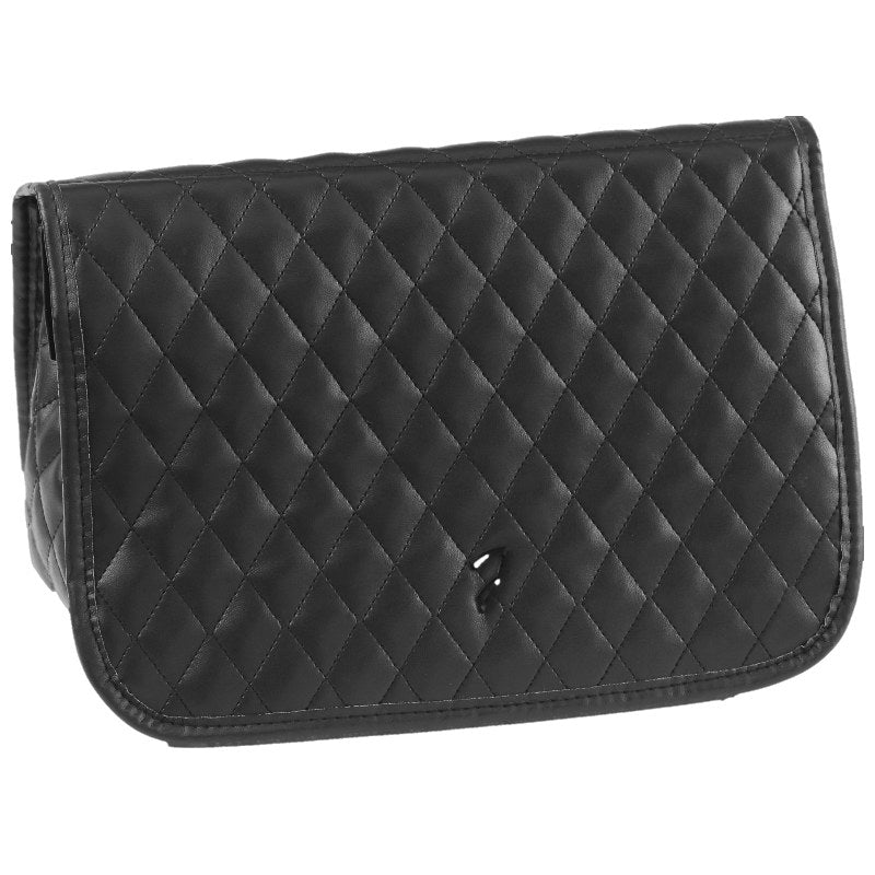 Janeke Chic Big Pouch with Hook — grande beauty case trapuntato con gancio, nero, 21,5x27,5x10 cm