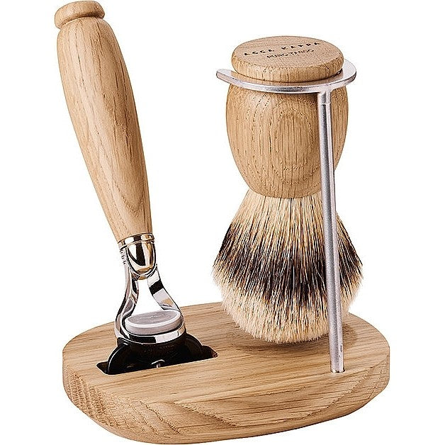 Acca Kappa Shaving Set in quercia verniciata e metallo cromato — Набор для бритья