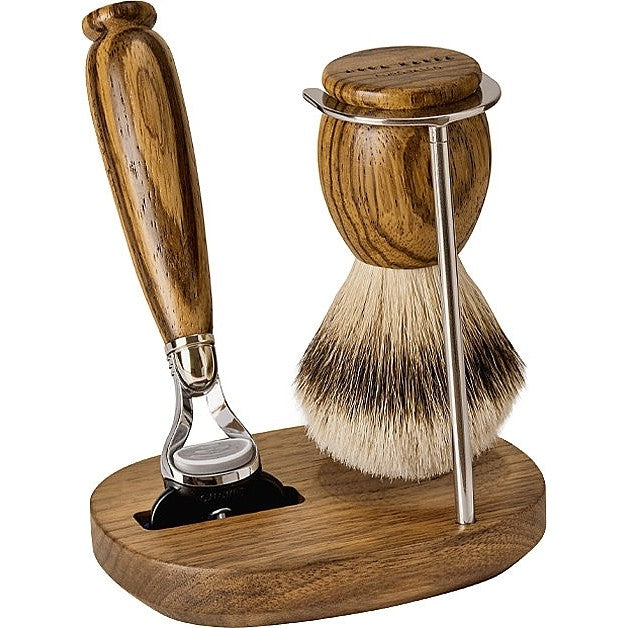 Acca Kappa Shaving Set in zebrawood e metallo cromato — Scheerset