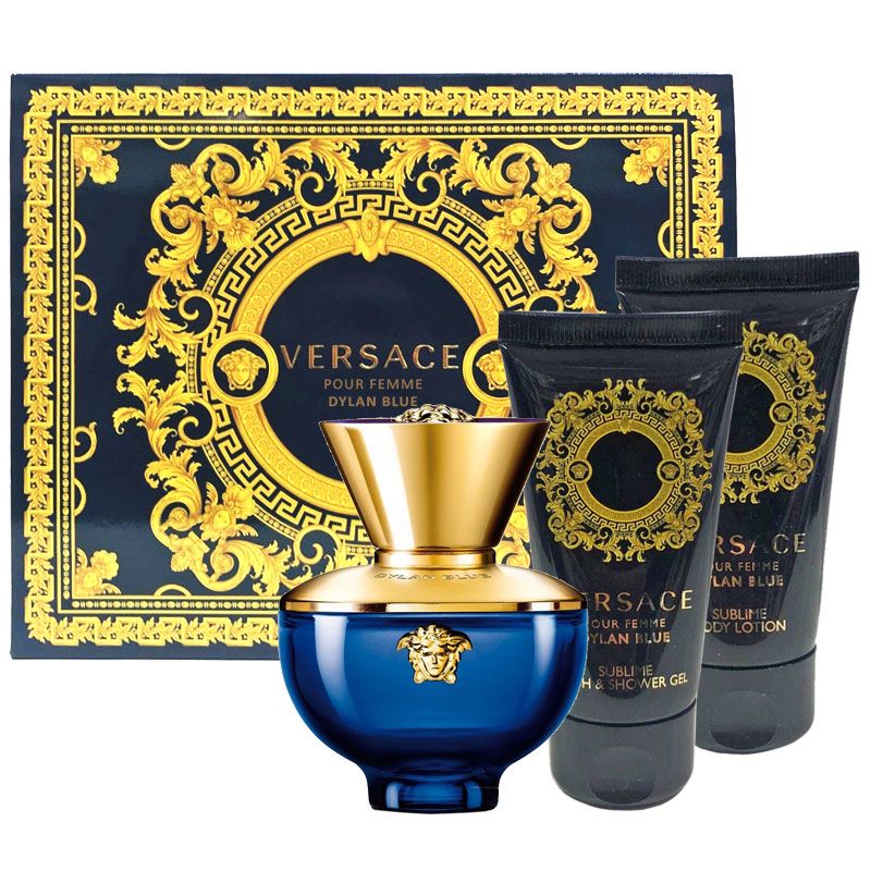 Versace مجموعة ديلان بلو ومان EDP 50 مل + لوشن للجسم 50 مل + جل استحمام 50 مل
