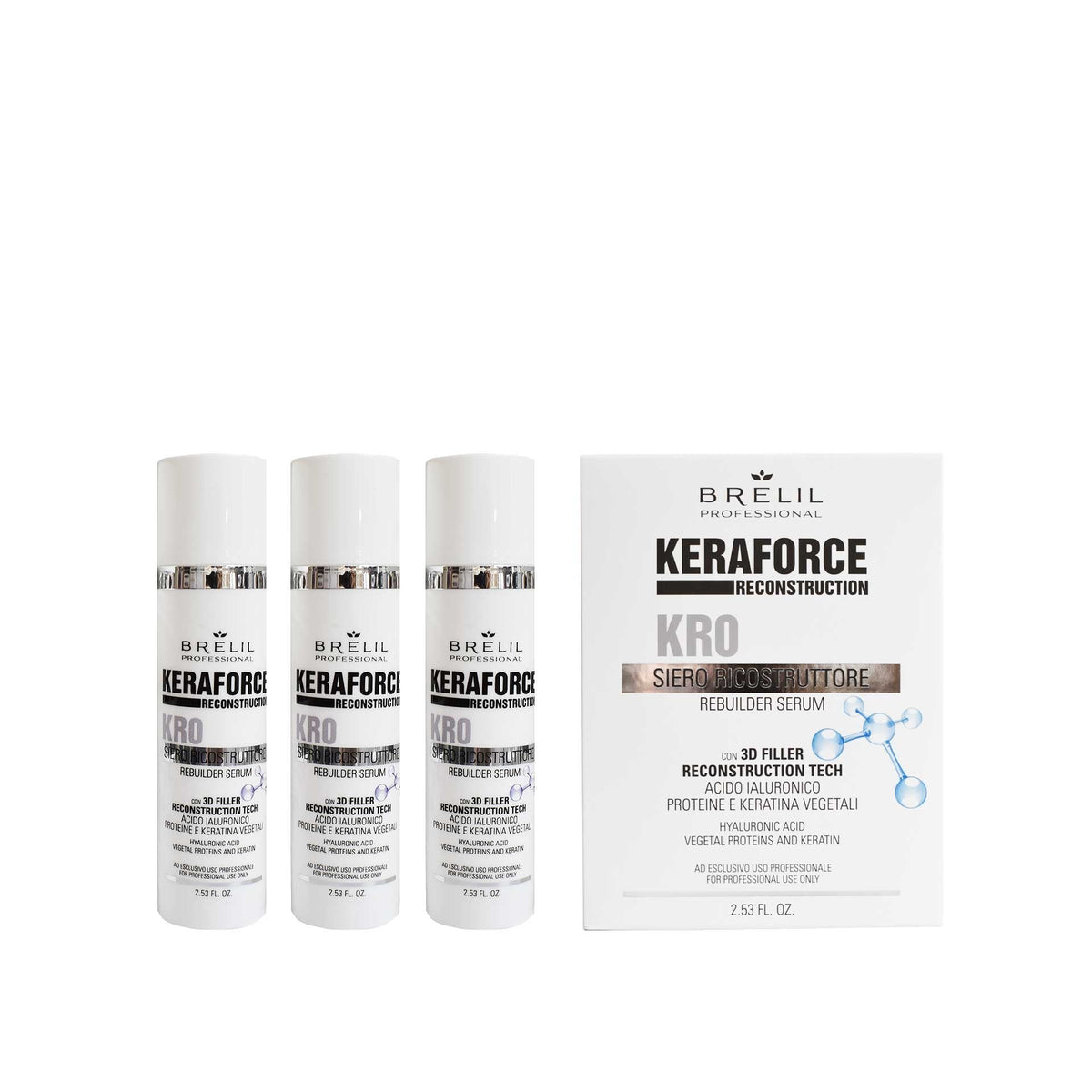 Brelil Keraforce KR0 Rebuilder Siero 3 x 75 ml — Revitalizační vlasové sérum