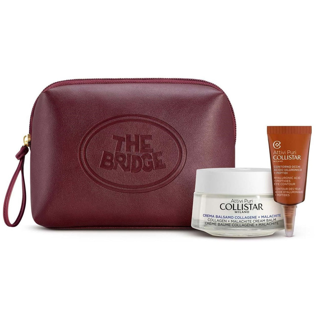 Collistar Cofanetto Attivi Puri Collagene + Malachite crema 50 ml + crema occhi 5 ml + pochette — Zestaw do pielęgnacji skóry