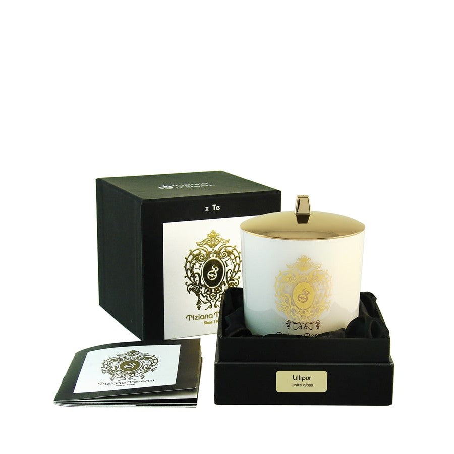 Tiziana Terenzi Lillipur White Glass 1000 g — Candela profumata con coperchio