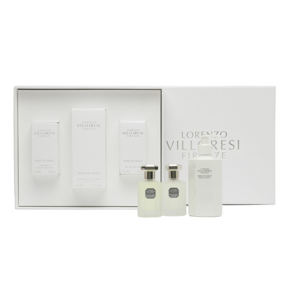 Lorenzo Villoresi Teint de Neige Set (Eau de toilette 50 ml + bodylotion 250 ml + geurmist 50 ml) — Parfum- en lichaamsset