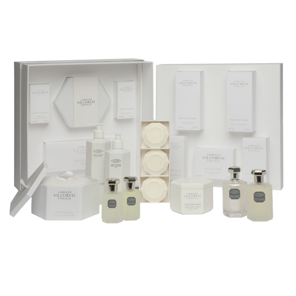 Lorenzo Villoresi Teint de Neige Set (douchegel 30 ml + shampoo 30 ml + conditioner 30 ml + bodylotion 30 ml) — Haar- en lichaamsset