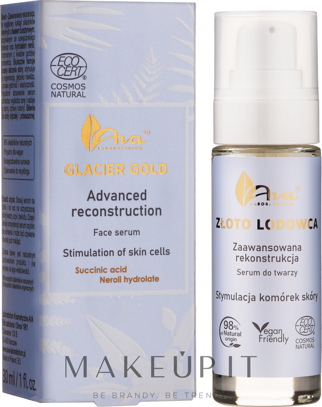 Siero viso AVA Laboratorium Glacier Gold Advanced Reconstruction Face Serum 30 ml