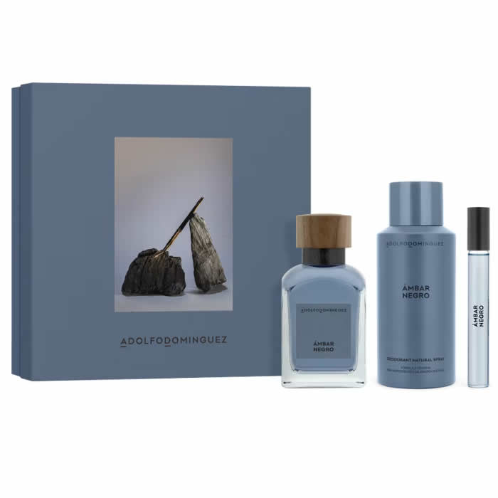 Adolfo Dominguez Ambar Negro Eau de Parfum für Herren, 3-teiliges Set