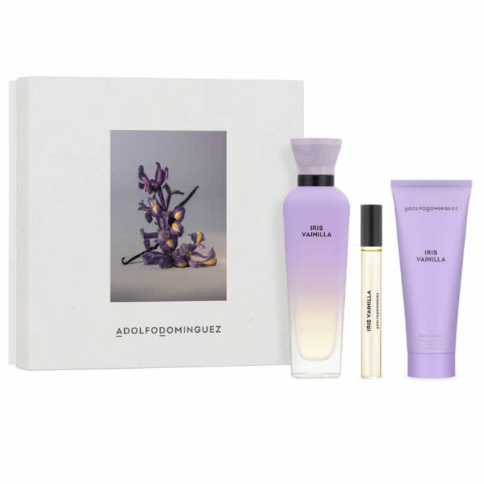 Adolfo Dominguez Iris Vainilla Eau De Parfum Spray 120 ml, juego de 3 piezas