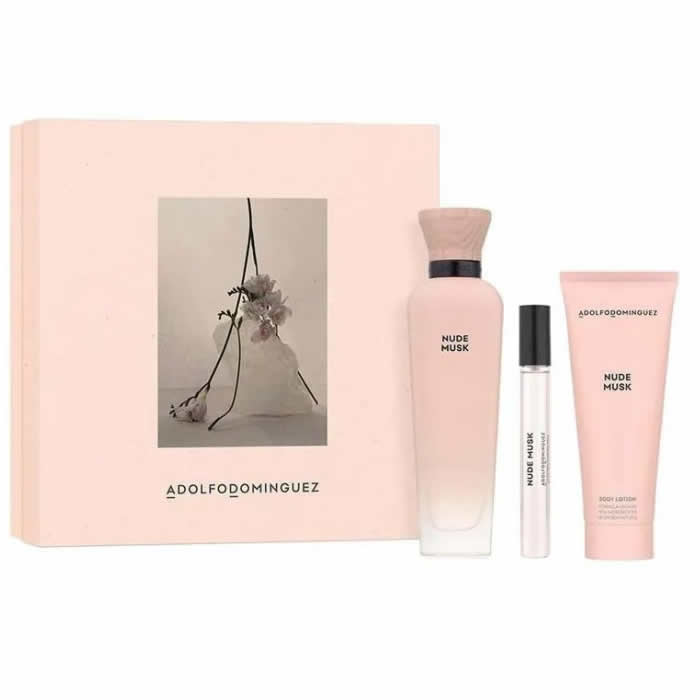 Adolfo Dominguez Nude Musk Eau De Parfum Spray for Women Set of 3 Pieces