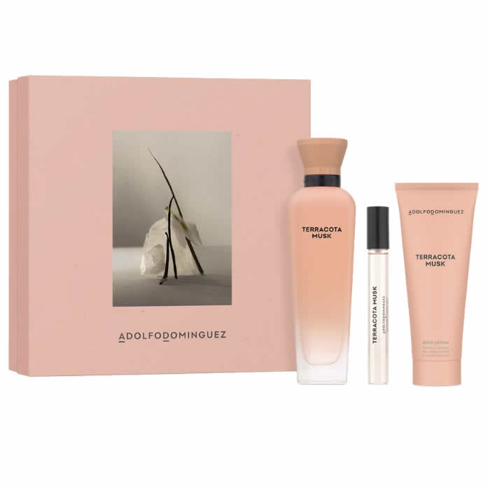 Adolfo Dominguez Terracota Musk Eau De Parfum Vaporisateur pour Femme 120 ml Coffret de 3 Pièces