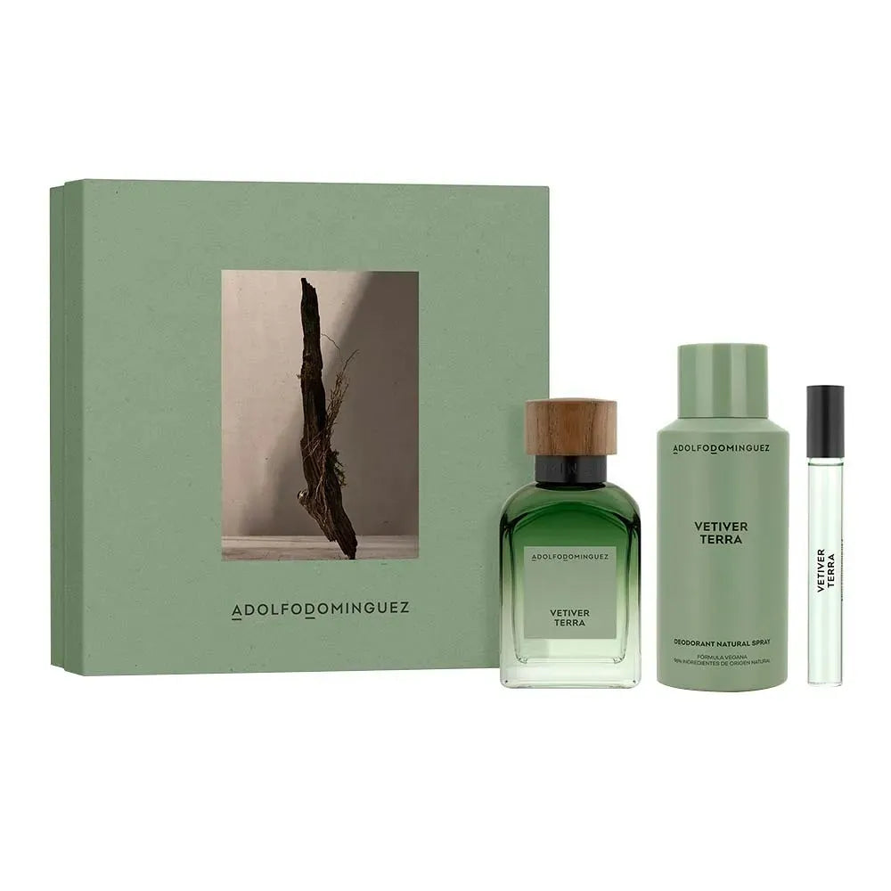 Adolfo Dominguez Agua Fresca Vetiver Tierra 오 드 퍼퓸 스프레이 세트 120ml New23