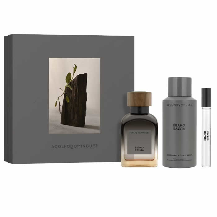 Adolfo Dominguez Ebony Sage Eau De Parfum Spray pentru Barbati Set 3 Piese