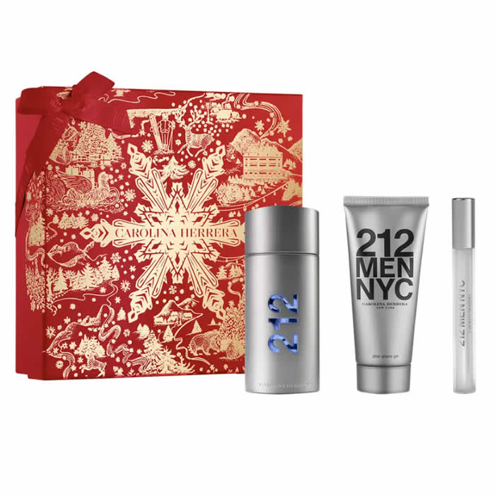 Carolina Herrera 212 men Eau De Toilette Spray 100 ml Conjunto 3 peças