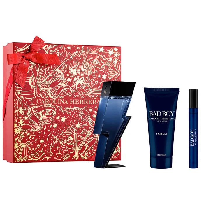 Carolina Herrera Bad Boy Cobalt Eau De Perfume Spray 100ml Zestaw 3 sztuk 