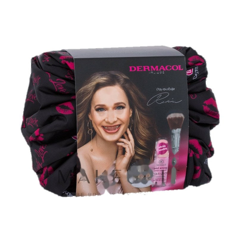 Dermacol Beauty II Set — ערכת בסיס איפור 20 ml + פודרת קיבוע 13,5 g + מברשת + נרתיק 