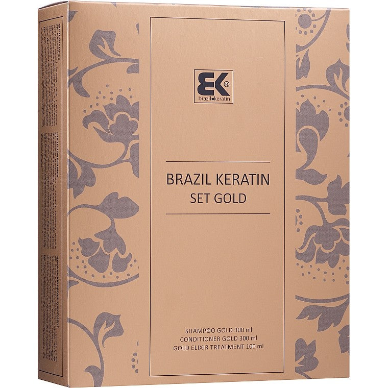 Brazil Keratin Anti Crespo Oro (Shampoo 300 ml + Conditioner 300 ml + Elixier 100 ml) — Anti-Frizz Set