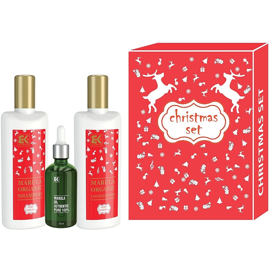 Brazil Keratin Marula Christmas Set (Shampoo 300 ml + Conditioner 300 ml + Öl 50 ml) — Haarpflegeset