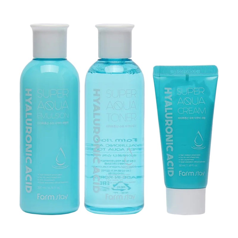 Farmstay Hyaluronic Acid Super Aqua Set skincare viso — Zestaw do pielęgnacji twarzy