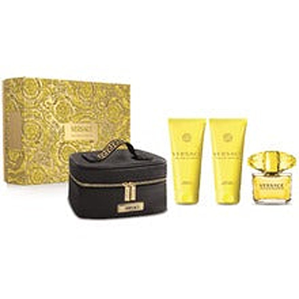 Versace Coffret Yellow Diamond EDT 90 ml, lotion pour le corps 100 ml, gel douche 100 ml et trousse à cosmétiques