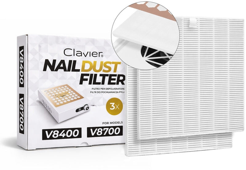 Filtro per cappa, per modelli V8400, V8700, 3 pezzi Clavier Nail Dust Filter 3 pz.