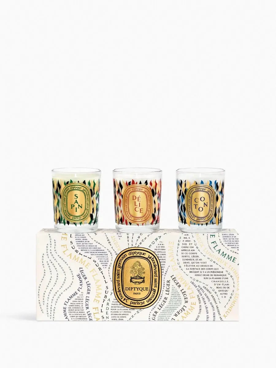 Kartong med 3 st Diptyque julljus 3 x 70 gr