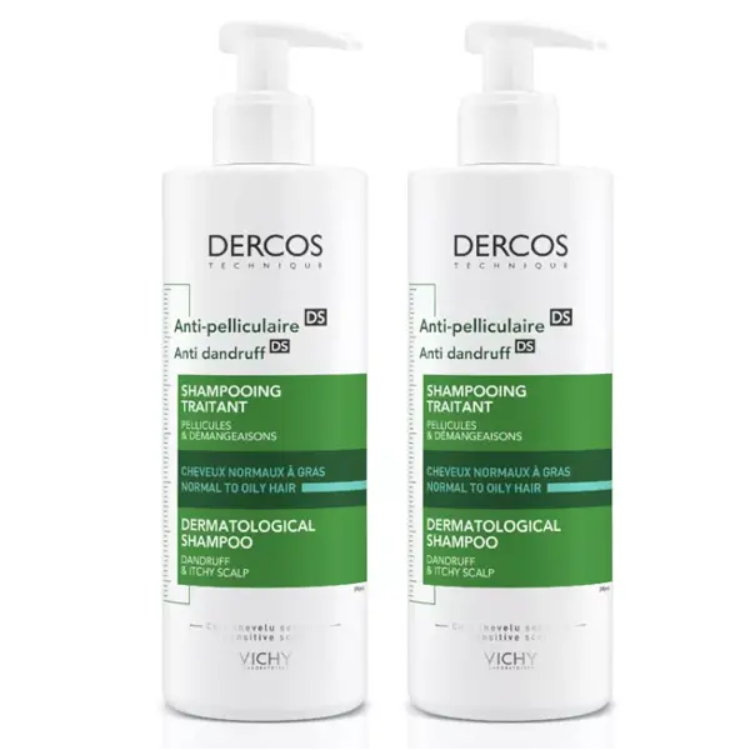 Vichy Dercos Anti-skælshampoo til normalt og fedtet hår 390 ml sæt med 2