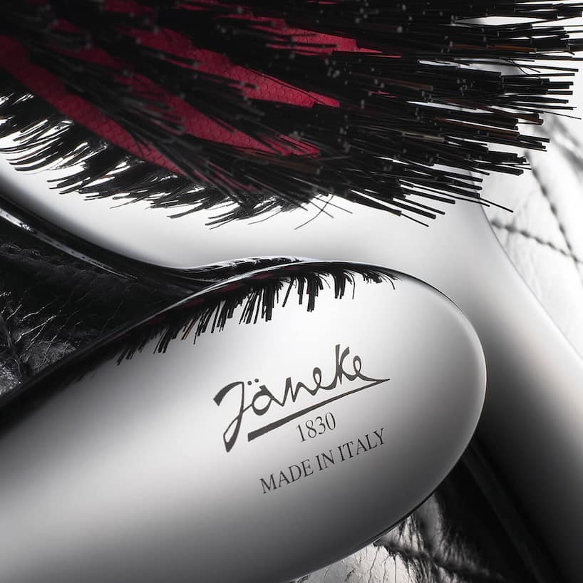Spazzola capelli con setole naturali, media, 22M, argento Janeke Silver Hairbrush CRSP22M