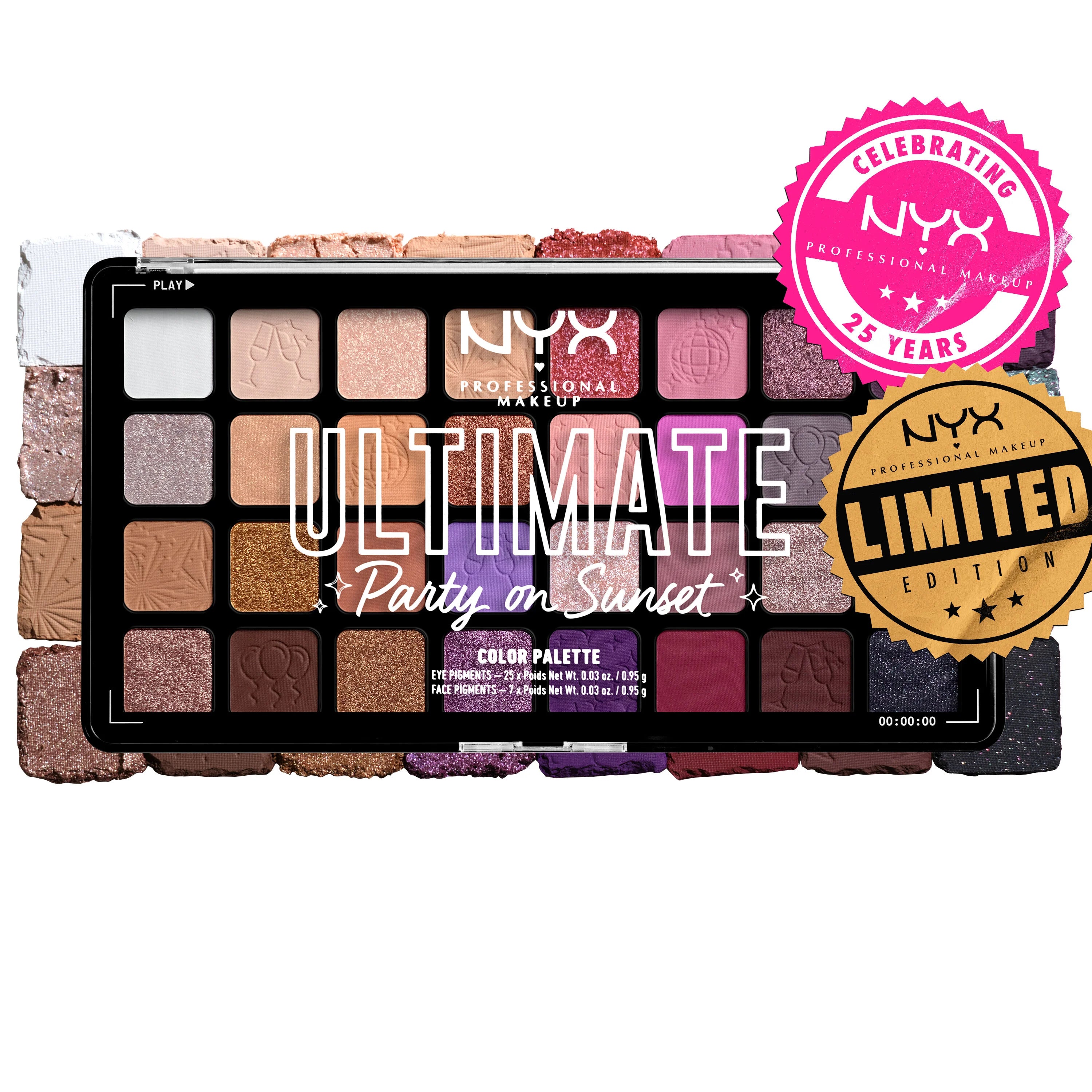 Nyx Professional Makeup Ultimate Shadow Color Palette Party při západu slunce 32x0,95 g