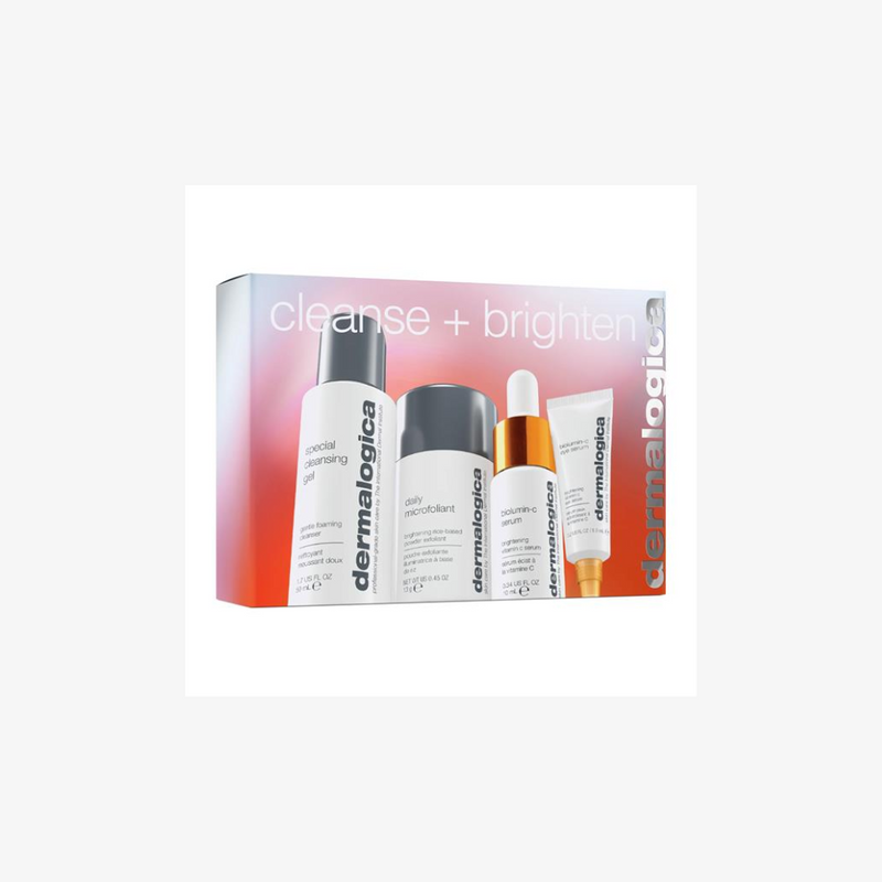 Cleansing + Illuminating Set Dermalogica: Special Facial Cleansing Gel 50 ml + Daily Microfoliant Exfoliating Powder 13 g + Biolumina-C Vitamin C Illuminating Face Serum 10 ml + Biolumina-C Illuminating Eye Serum 6 ml