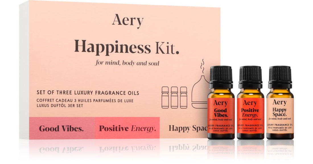 Aery 아로마테라피 해피니스 향수 오일 키트 선물 상자 3x10 ml