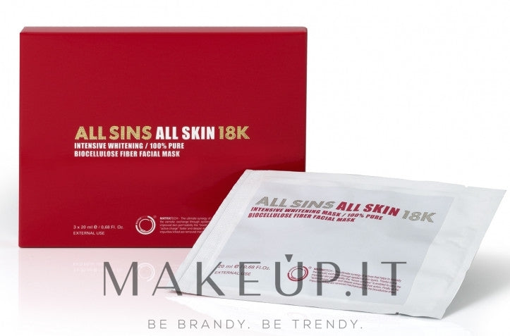 Maschera viso schiatrente intensiva All Sins 18k All Skin Intensive Whitening Mask 3 x 20 ml