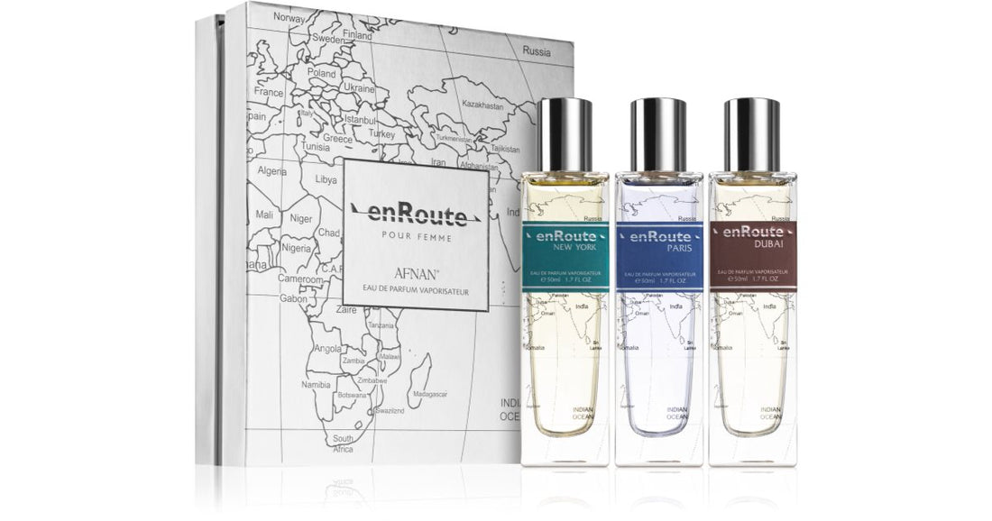 Afnan En Route Pour homme Eau de Parfum Paris 50 ml + Eau de Parfum Dubaï 50 ml + Eau de Parfum New York 50 ml (150 ml)