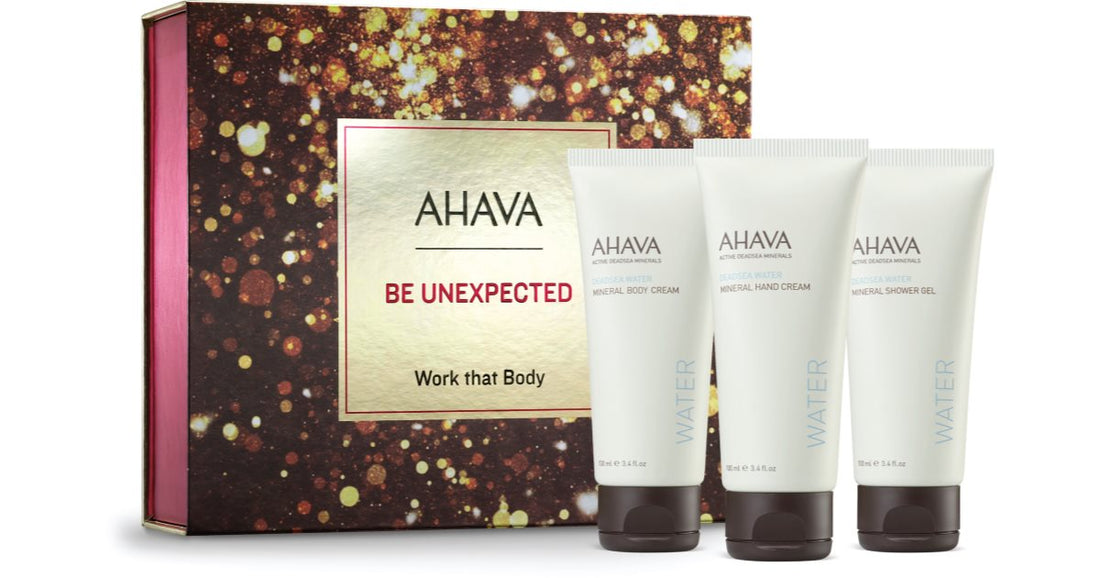 علبة هدايا Ahava Be Unexpected Work That Body 100 مل + 100 مل + 100 مل