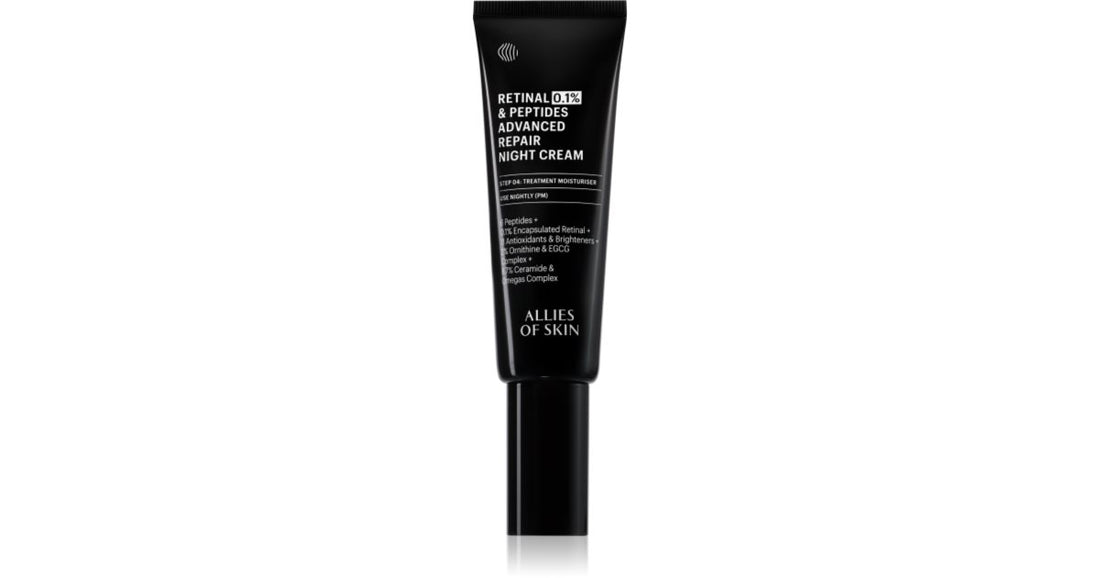 Allies of Skin Crème de nuit revitalisante réparatrice avancée à 0,1 % de rétinal et de peptides 48 ml